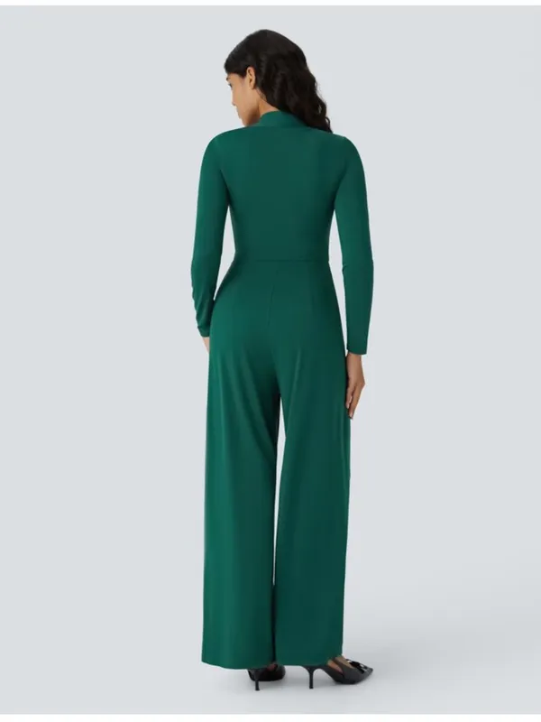 HALARA Emerald Green Wide-Leg Jumpsuit with Square Neck - Image 3