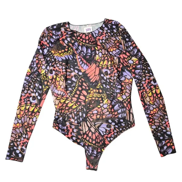 Yitty Mesh Me Smoothing Long Sleeve‎ Thong Bodysuit Size: L - Image 2