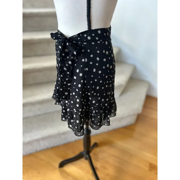 Urban Outfitters Black White Polka Dot Ruffle Hem Mini Skirt Whimsygoth Fairy - Image 4