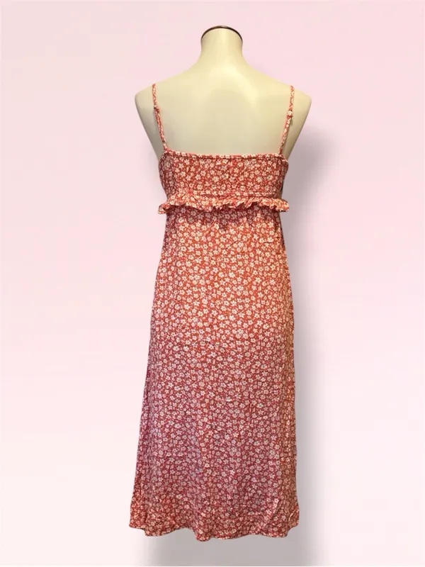 Billabong Terracotta Ditsy Floral Smocked Ruffle Midi Sundress Size S - Image 3
