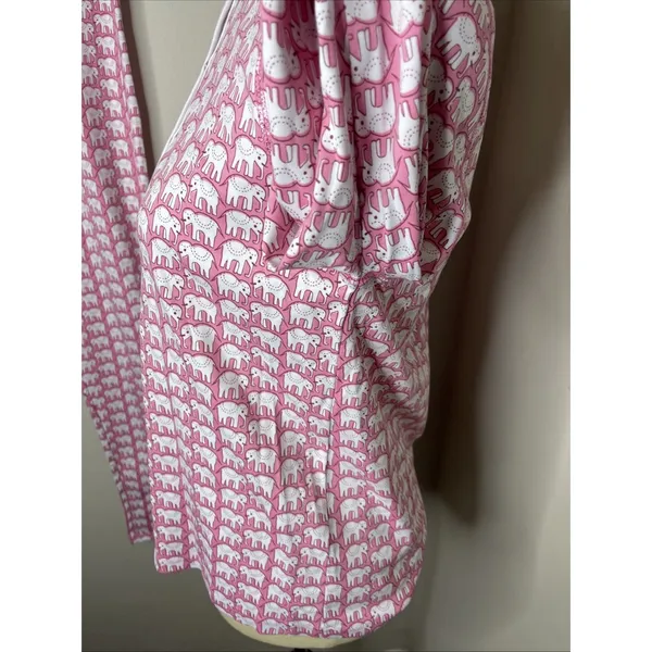 Roller Rabbit Hathi Pima Cotton Pink Elephant-Print Long-Sleeve Pajama Set XS - Image 7
