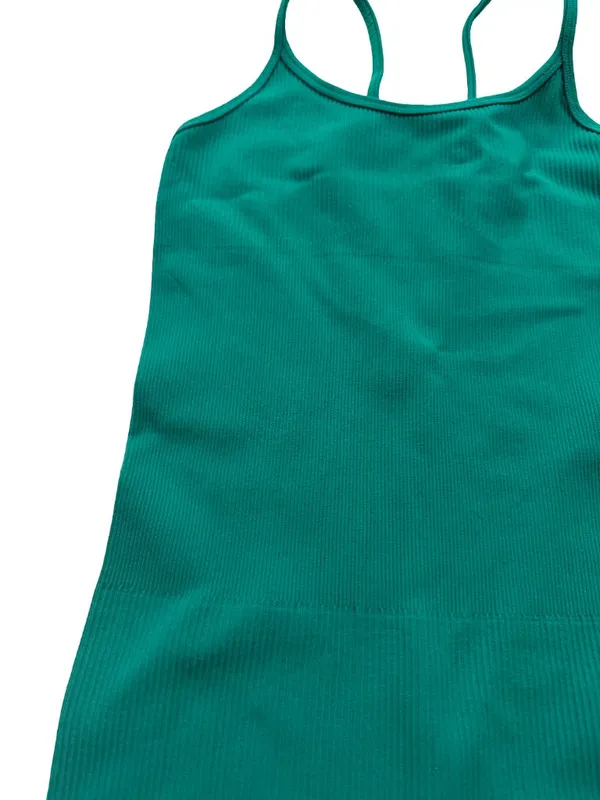 Amazon Brands Green Ribbed Racerback Romper Fitted Adjustable Small Women's - Image 4