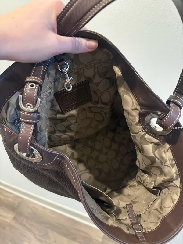Coach 5715 Brown Pebbled Leather Hobo Shoulder Hand Bag - Image 3