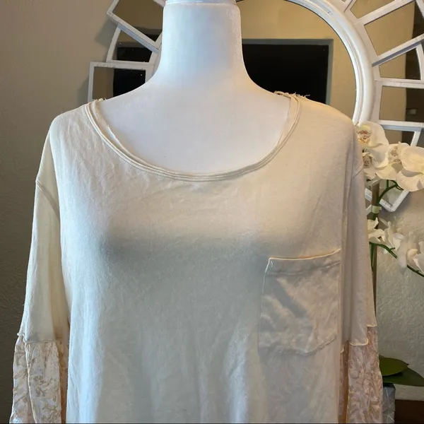 Free People Jade Long Sleeve Top M Ecru - Image 5