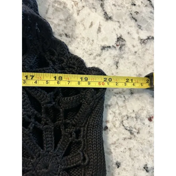 Vintage Boho Festival Black Crocheted Vest Size Medium Witchy Gothic Whimsygoth - Image 6