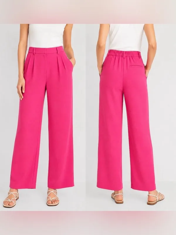 Old Navy Extra High-Rise Taylor Wide Leg Trouser Pants Hot Pink Barbie Medium - Image 12