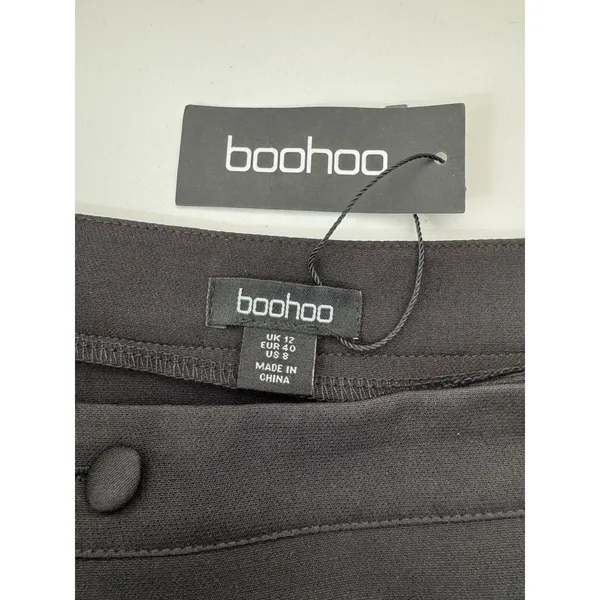 New Boohoo Wrap Tailored Womens Mini Skirt Size 8 Black Minimalist Preppy Chic - Image 5