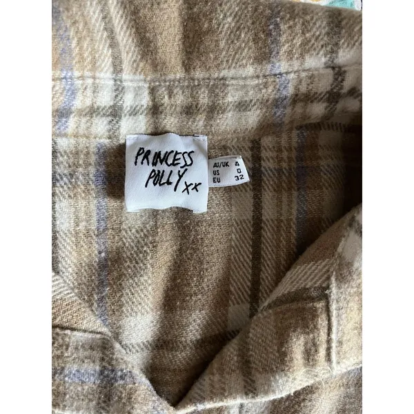 PRINCESS POLLY Mila Plaid Oversized Flannel Button-up Shirt Shacket Size 0 - Image 7
