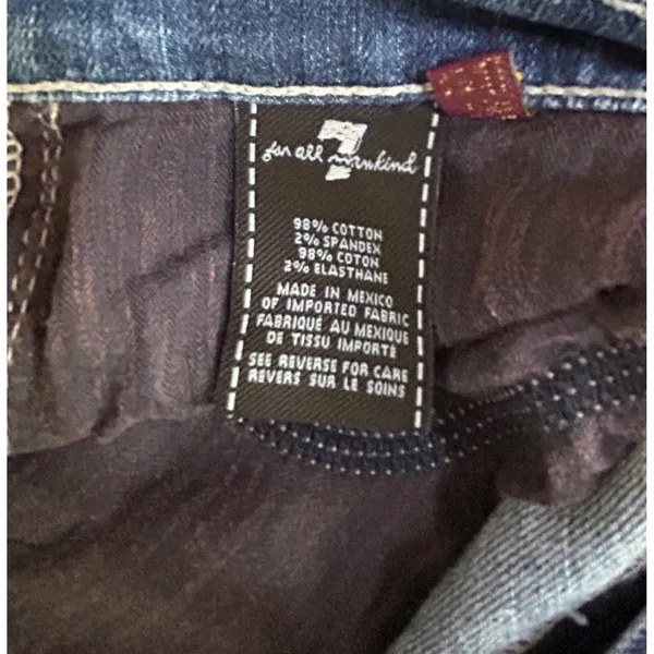 7 For All Mankind Women's Straight Leg‎ Jeans Medium Wash Blue Denim Sz 30 - Image 7