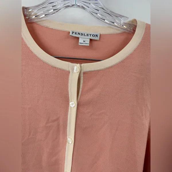 Pendleton‎ Women's Pink Blush Silk Blend Cardigan Sweater Size Medium - Image 3