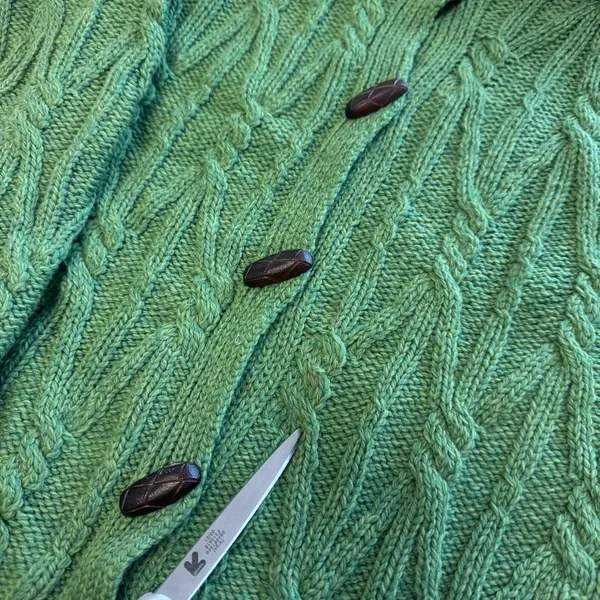 Vintage Aran Crafts Merino Wool Cable‎ Knit Button Cardigan Sweater Green XS - Image 8