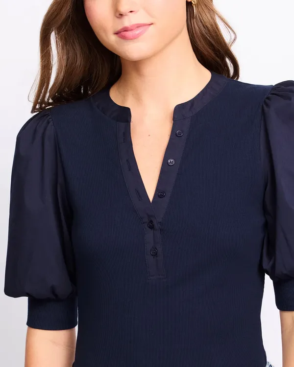 Market & spruce media poplin knit Henley top - Image 3
