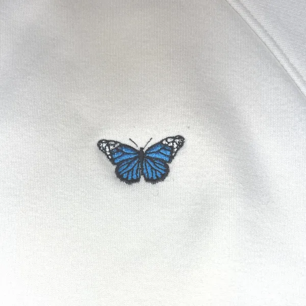 Aritzia Sunday Best Crewneck Sweatshirt Women's M Ivory Butterfly Embroidery GUC - Image 2