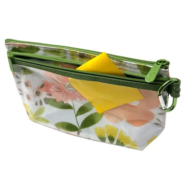 Thirty One Gifts White‎ & Pink Floral Makeup Bag Zipper Transparent Pouch Travel - Image 5