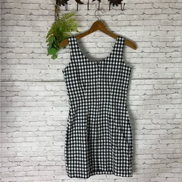 Vintage Black and White Gingham Sheath Mini Dress - Image 4