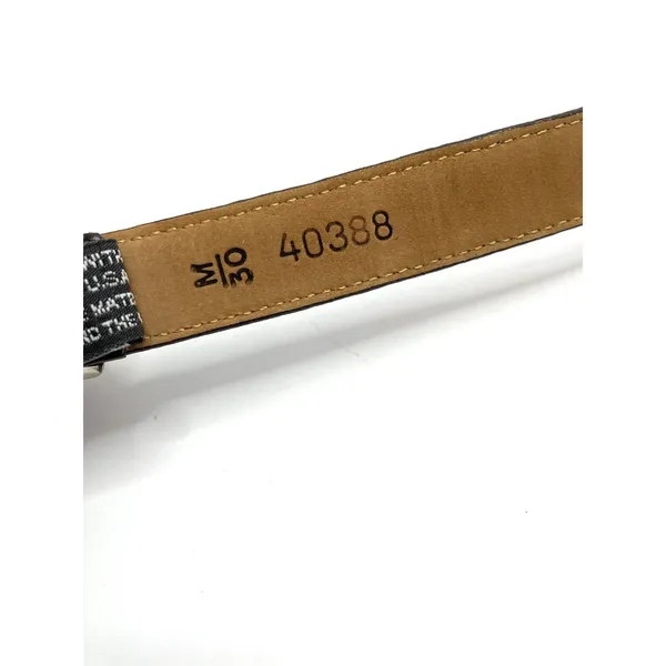 Brighton Belt #40388 Brown Leather Silver Gold Buckle Croc Embossed Size 30 Med - Image 7