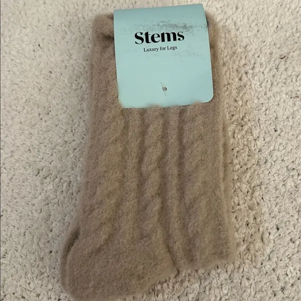 STEMS bundle crew Golf Lettuce Edge Ankle Socks - White Winter plush cable grey - Image 4