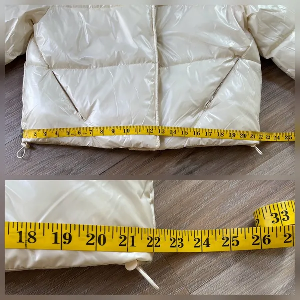 A New Day Women’s Cropped Puffer Jacket Pearl Medium Shiny Y2K Streetwear - Image 9