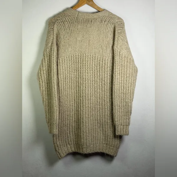 Zara Women’s Chunky Knit Wool Blend Longline Cardigan Sweater Oversized Sz S - Image 8