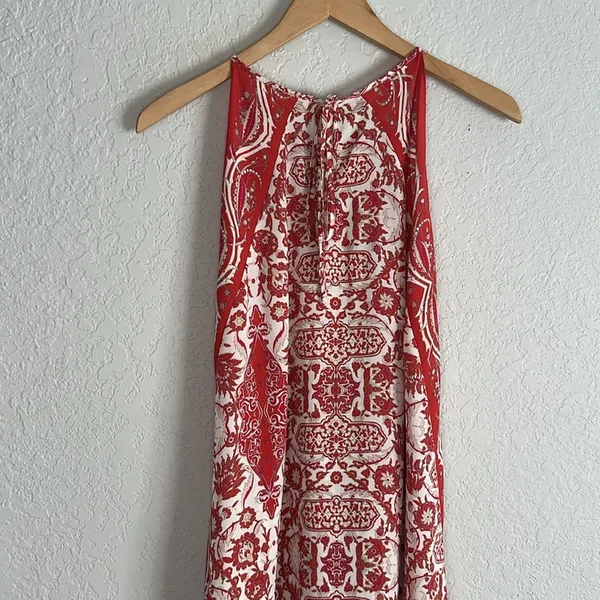 Max Studio Handkerchief Halter Dress Orange Boho Summer Aztec Resortwear - Image 7