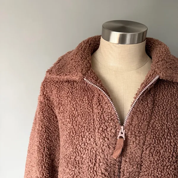 Lucky Brand Women’s Fleece Teddy Brown Jacket Oversized Cozy Comfy - Image 2