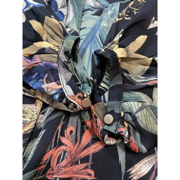 Miss Avenue Long Sleeve Black Floral Printed High Low Dress Size Medium Romantic - Image 12