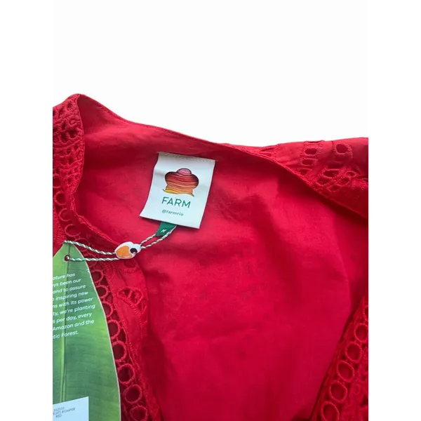 NEW Farm Rio Eyelet Beaded Belt Romper Red Short Sleve Broderie anglaise cotton - Image 5