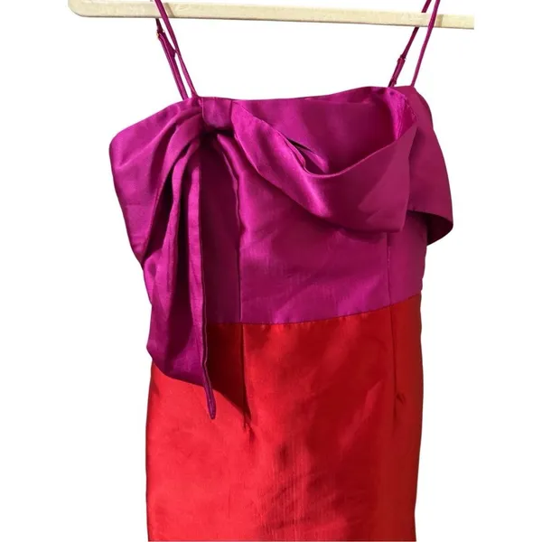 Anthropologie Hutch‎ Serena Bow Mini Dress Pink Red Sz 4 - Image 11