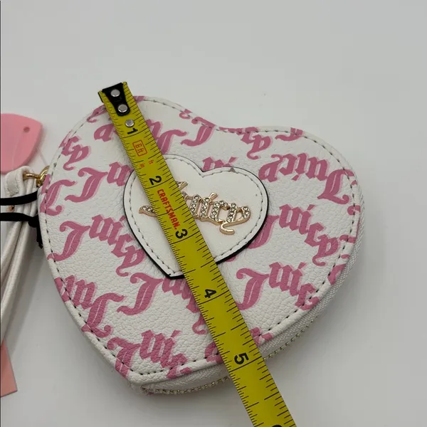 Juicy Couture V-I Heart Juicy Heart Zip Around Wristlet Snow‎ White Chiffon Pink - Image 7