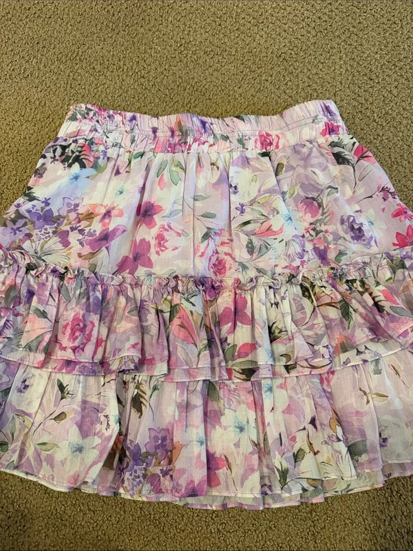 Generation Love Women’s Medium Purple Pink Floral Tiered Skirt - Image 5