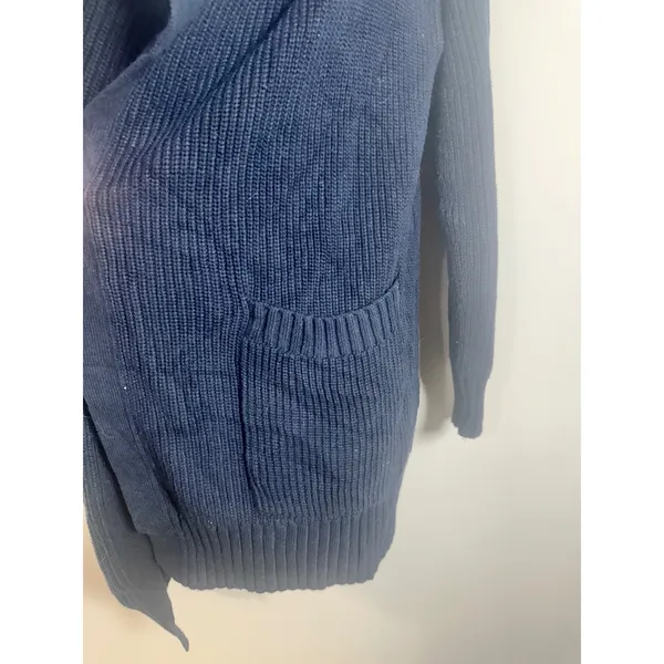 Splendid Talia Oversized Silk Blend Ribbed Cardigan Navy Blue RF1S920 Womens S‎ - Image 4