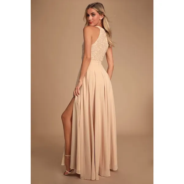 Lulus Picture Perfect Blush Lace Maxi Dress Formal Evening Bridesmaid Small NWT - Image 2