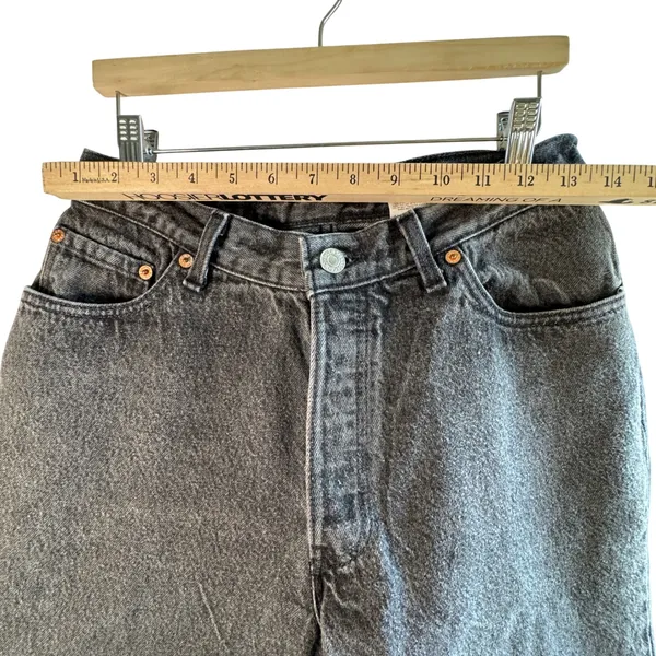 Vtg Levi's 501 17501 High Waisted Mom Jeans Black Cotton Made in USA‎ Sz 13 26" - Image 6