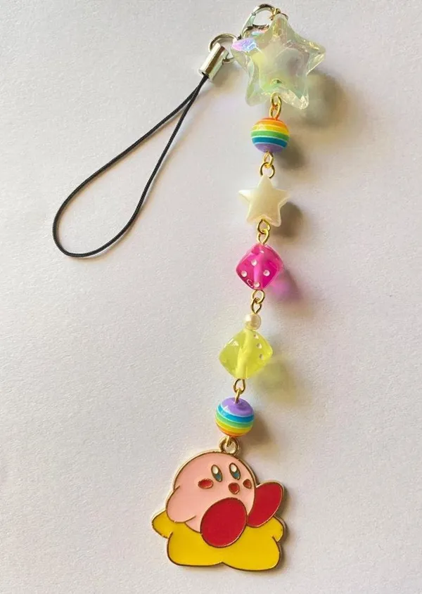 Handmade Kawaii retro y2k 90’s star Kirby phone strap/accessory/keychain/bag charm/display💖 - Image 2