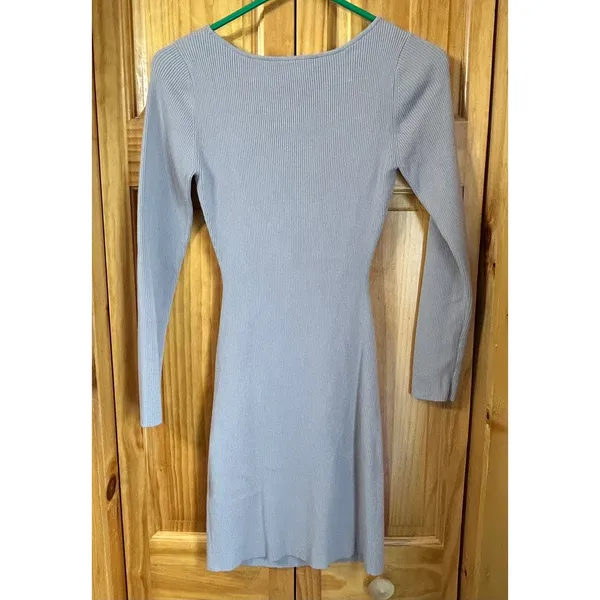 Aritzia Wilfred Free Cut-Out Knit Mini Dress Purple Long Sleeve‎ Bodycon Size M - Image 3