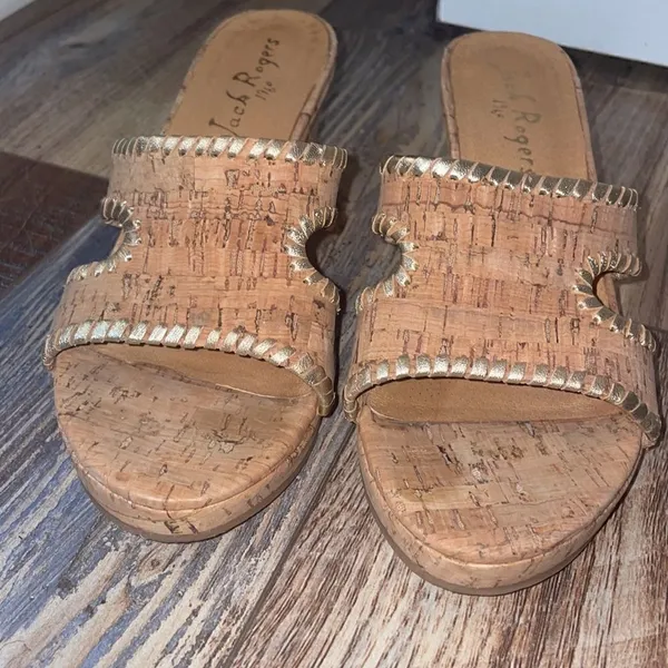 Jack Rogers Sloane Mid Wedge - Cork/Gold - Image 2
