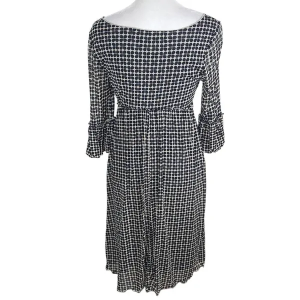 Max Studio Black Print Mesh Empire Waist Dress Size Small Graphic Print Dress - Image 2