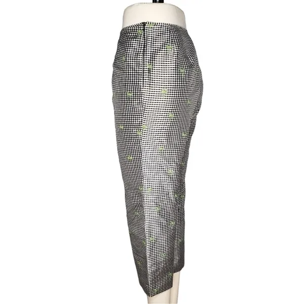 Peter Martin Vintage Silk Trousers Gingham Palm Tree Embroidered Size 8 - Image 3