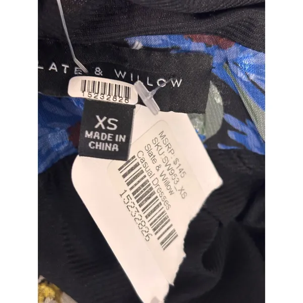Slate & Willow Floral Ruffle Mini Dress XS Black Open Back Cottagecore‎ NEW - Image 8