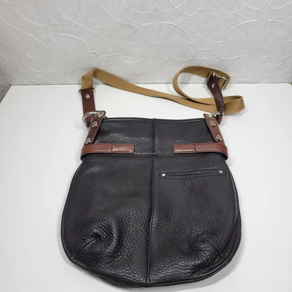 Vintage B Makowsky Pebbled Leather Crossbody Womens Black Bridle Buckle Logo - Image 11