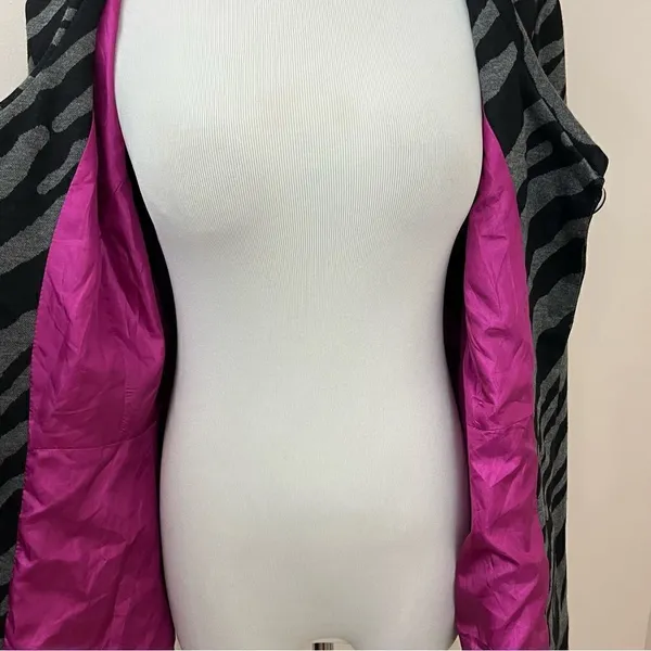 Sandro Sportswear Zebra Print Belted Blazer Jacket Black Gray L - Image 5