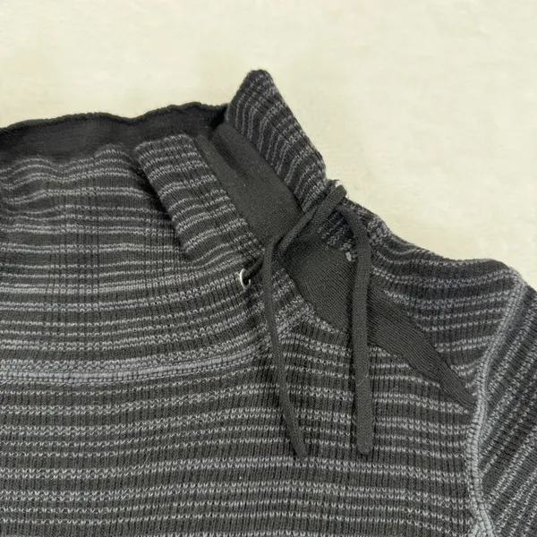 prAna Women Black Gray Striped Wool‎ Blend Funnel Neck Sweater Dress Small - Image 7