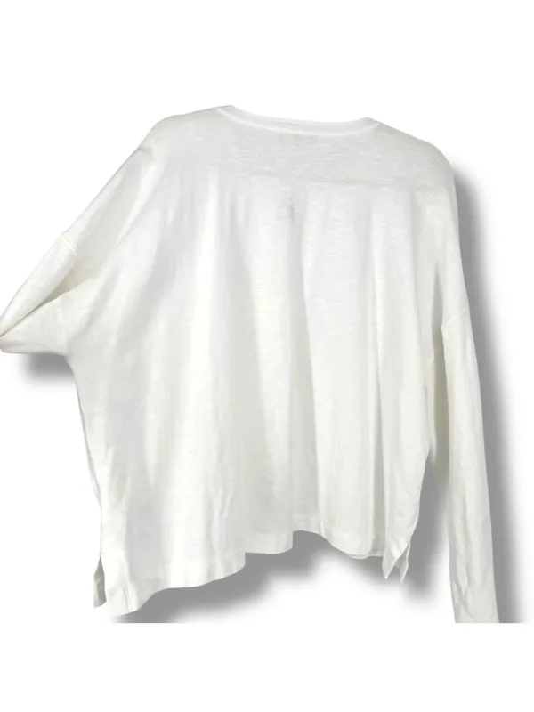Madewell Bombay Minimalist Casual White Long Sleeve Henley Top Size XL NWT - Image 4