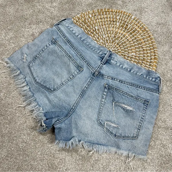 Free People We The Free Jean Mini Short Distressed Cut Off Button Fly Size 30 - Image 5