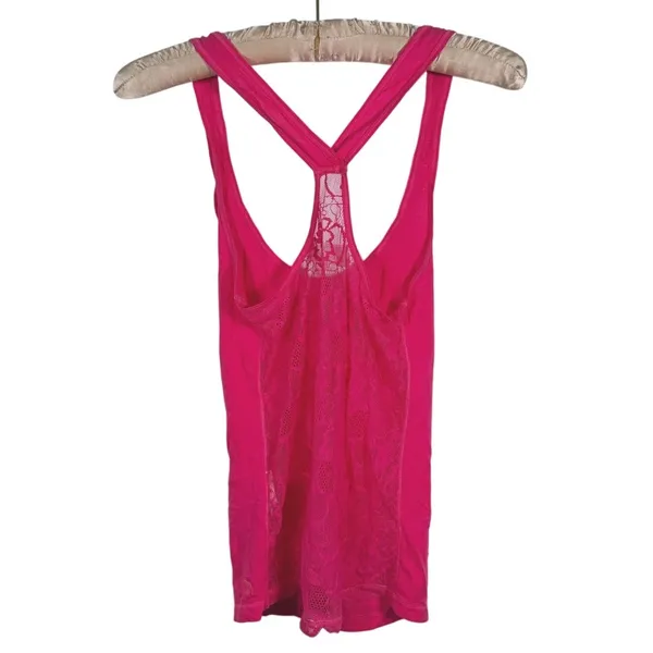 Vintage Y2K Abercrombie & Fitch Chain Cowl Neck Tank Top Size XS Pink Lace Bratz - Image 4