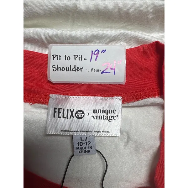 Unique Vintage‎ Felix The Cat Hearts Graphic Top Red Neck Tie Womens L - Image 8