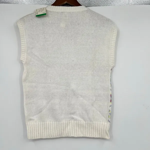 NEW Vintage Charter Club sweater vest white multicolor pastel Fair Isle pattern - Image 3