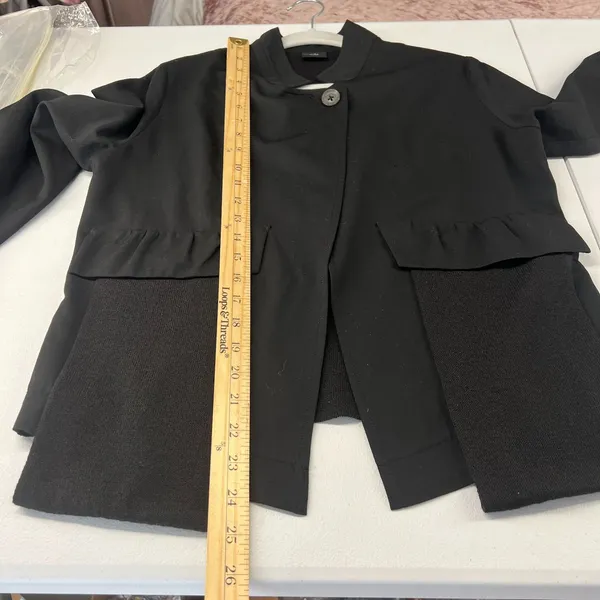 Crea Concept Blazer Jacket Womens Size 8 Black Knit Patch Pockets‎ Formal Wool - Image 14
