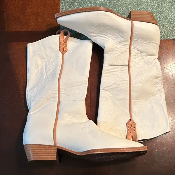 Free People We The Free Montage Leather Cream/Bone Tall Boots(Size 38/7.5) - Image 4
