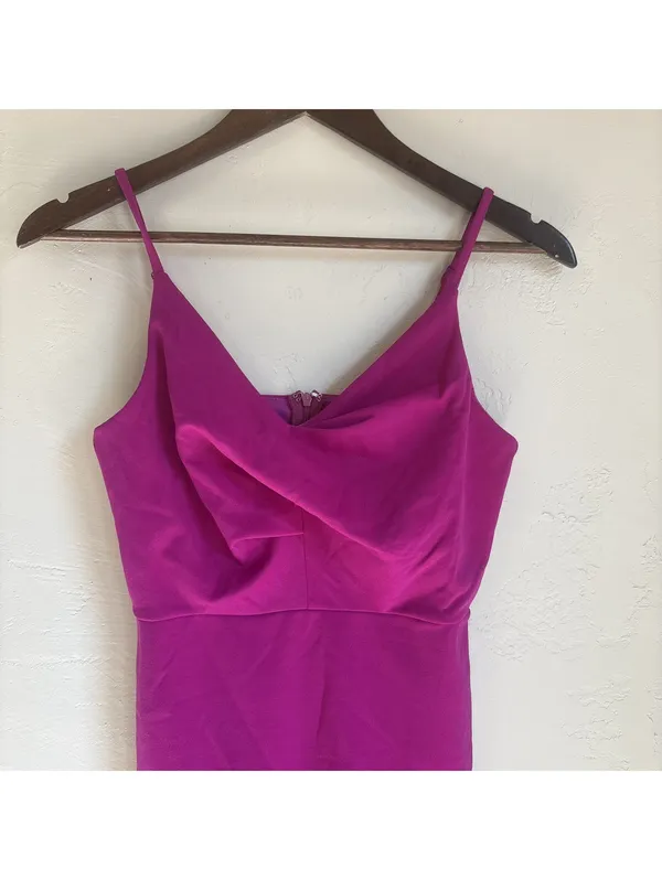 She + Sky Womens Small Magenta Purple Twist Front Cami Dress Tulip Hem Cocktail - Image 3